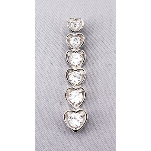 Necklace - Pendant -925 Sterling Silver w/ CZ - 6 Hearts - PT-PPT8753CL Necklace - Pendant -925 Sterling Silver w/ CZ - 6 Hearts - PT-PPT8753CL
